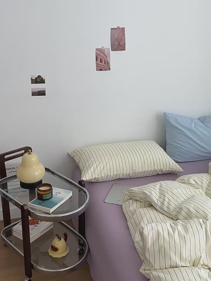 Pale Lemon Pinstripe Bedding Set