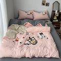 Cute Embroidered Bubble Tea Bedding Set