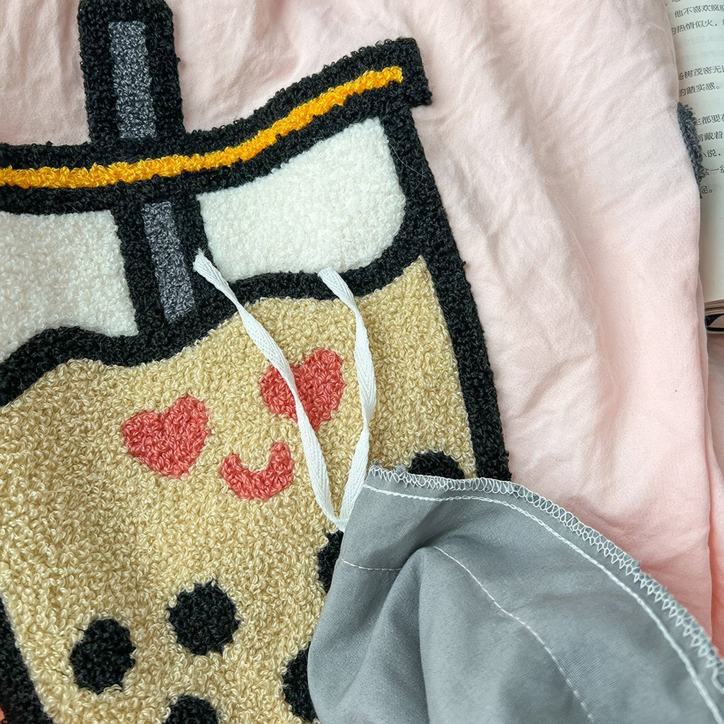 Cute Embroidered Bubble Tea Bedding Set