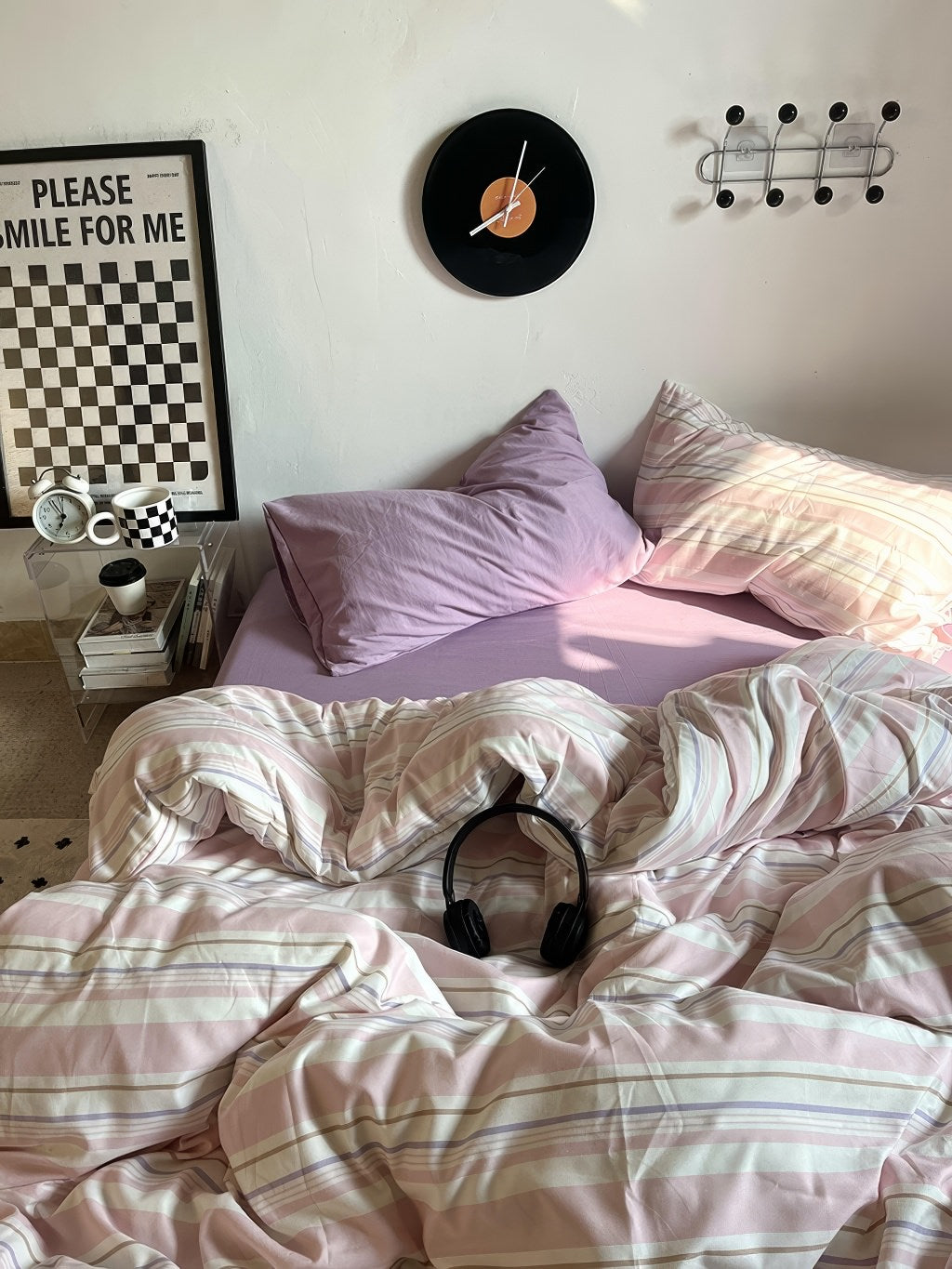 Vintage Pastel Pink Stripes Bedding Set